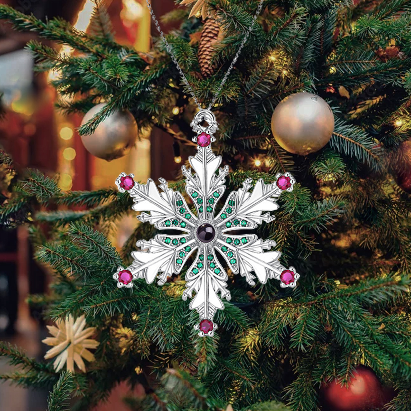 Personalised Christmas Tree Ornaments with Photo Projection Hanging Snowflake Gifts For Family/Friends