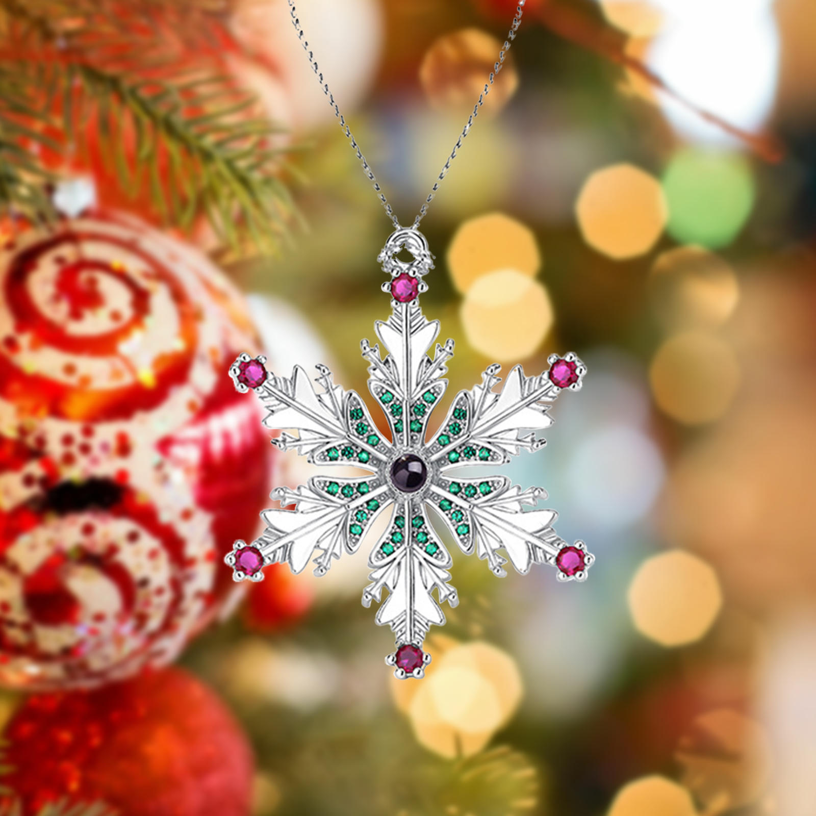 Personalised Christmas Tree Ornaments with Photo Projection Hanging Snowflake Gifts For Family/Friends