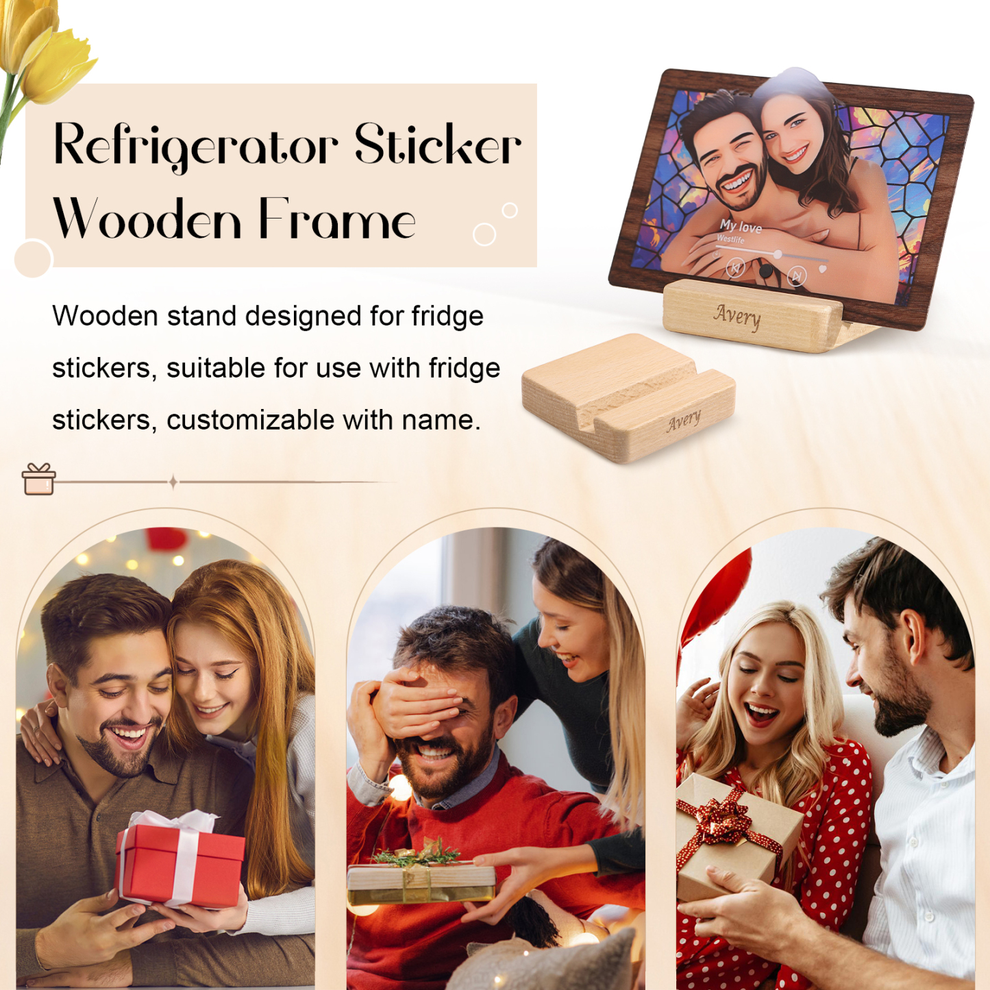 Wooden Base Display Stand Beech or Dark Walnut Romantic Gift for Family | Jessemde