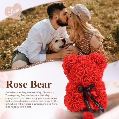 Rose Teddy Bear Artificial Flowers Rose Bear Teddy Decor Gift for Valentines Day Gift for Couple