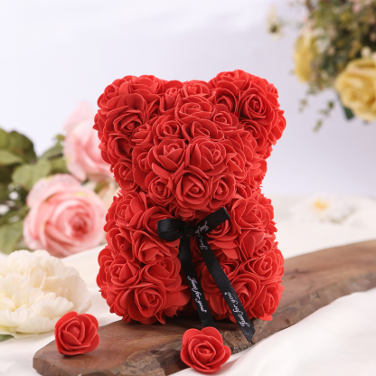 Rose Teddy Bear Artificial Flowers Rose Bear Teddy Decor Gift for Valentines Day Gift for Couple