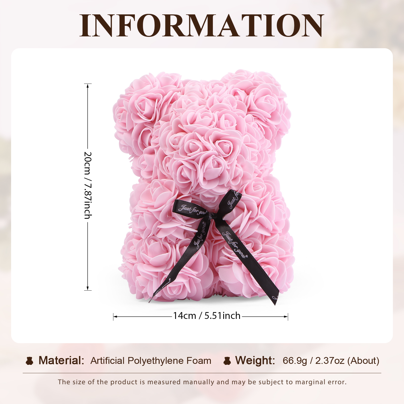 Rose Teddy Bear Artificial Flowers Rose Bear Teddy Decor Gift for Valentines Day Gift for Couple