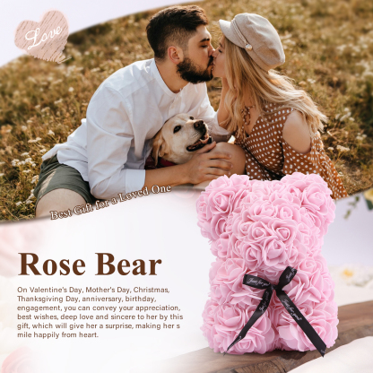 Rose Teddy Bear Artificial Flowers Rose Bear Teddy Decor Gift for Valentines Day Gift for Couple