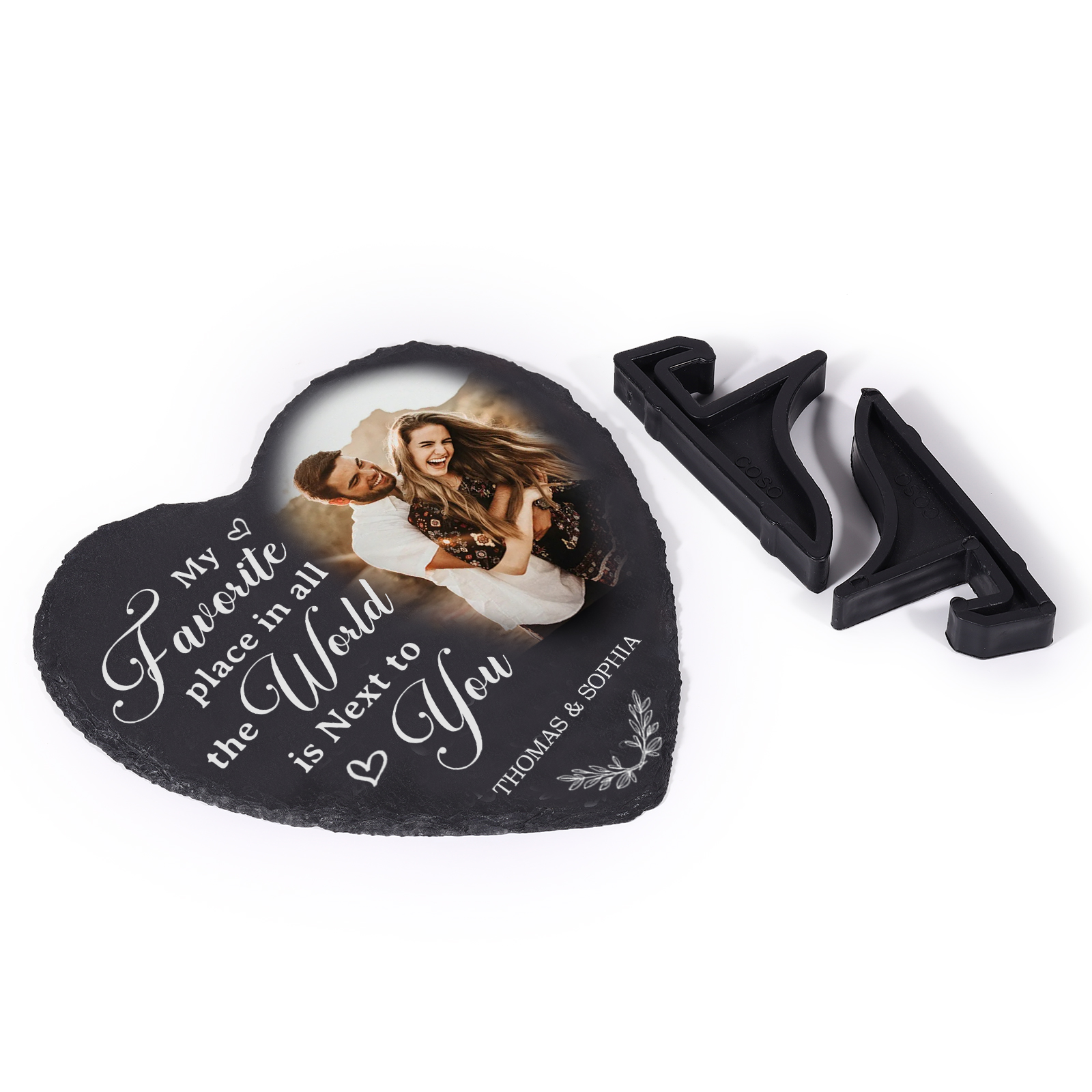 Personalised Shaped Stone with Stand My Favorite Place In All The World Is Next To You Heart Shaped Gift for Couple