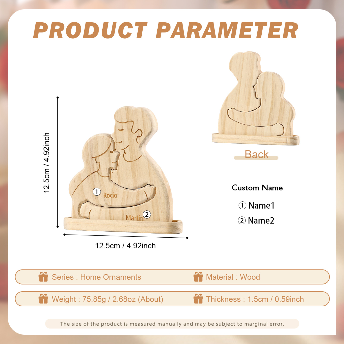 Personalised Puzzles with 2–5 Names Custom Family Wooden Puzzle Gift for Couple