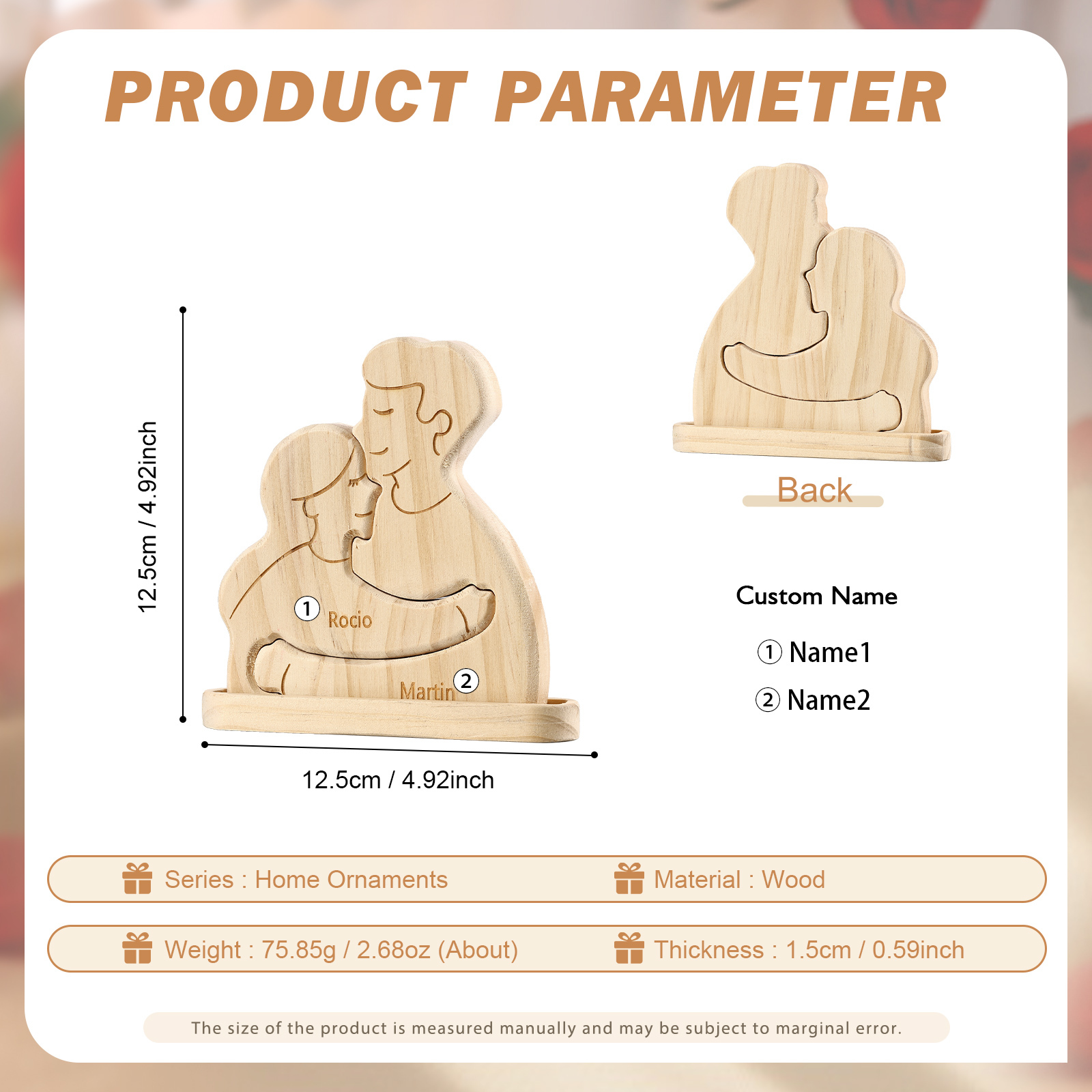 Personalised Puzzles with 2–5 Names Custom Family Wooden Puzzle Gift for Couple