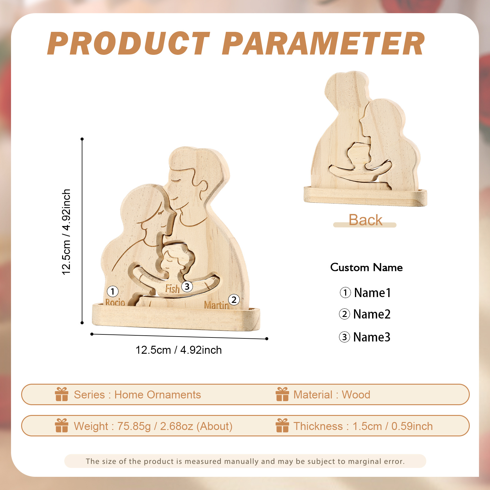 Personalised Puzzles with 2–5 Names Custom Family Wooden Puzzle Gift for Couple