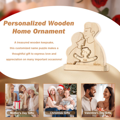 Personalised Puzzles with 2–5 Names Custom Family Wooden Puzzle Gift for Couple