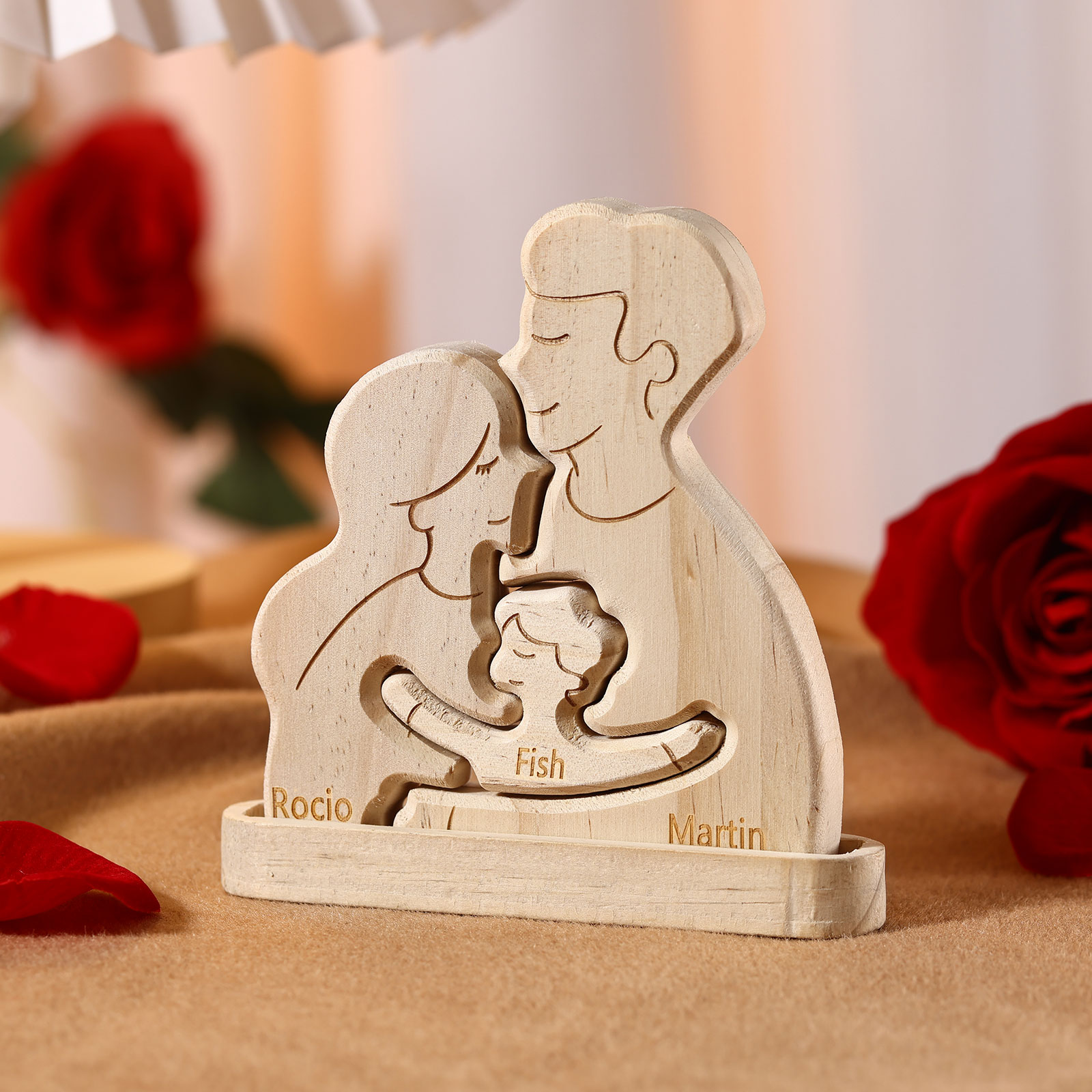 Personalised Puzzles with 2–5 Names Custom Family Wooden Puzzle Gift for Couple