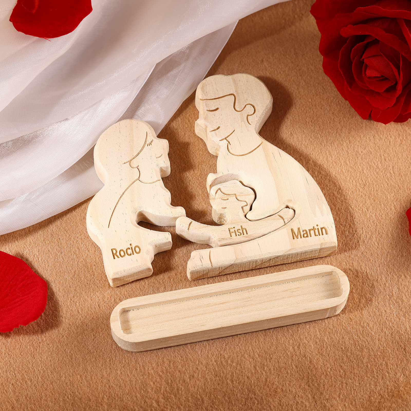 Personalised Puzzles with 2–5 Names Custom Family Wooden Puzzle Gift for Couple