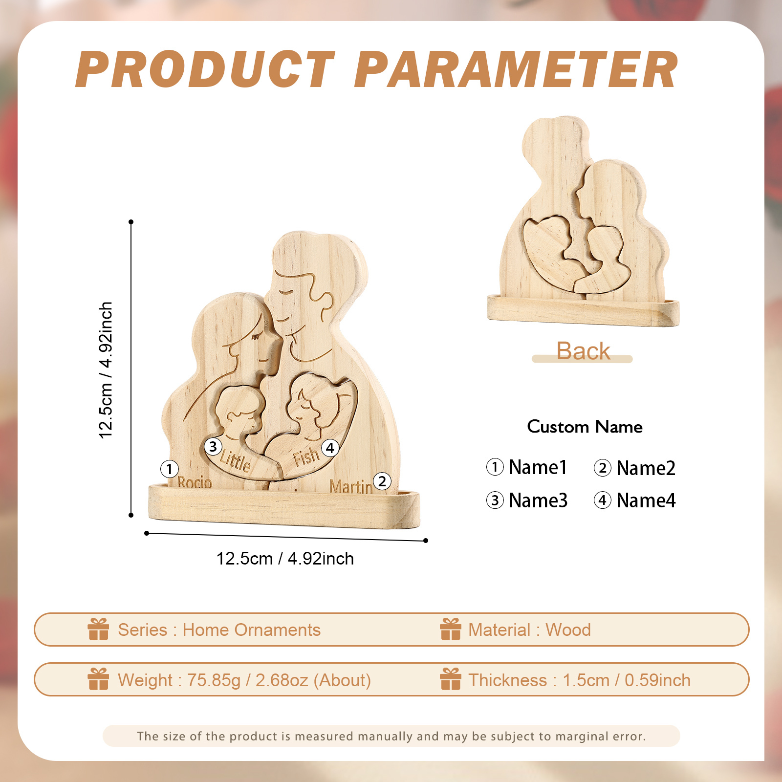 Personalised Puzzles with 2–5 Names Custom Family Wooden Puzzle Gift for Couple