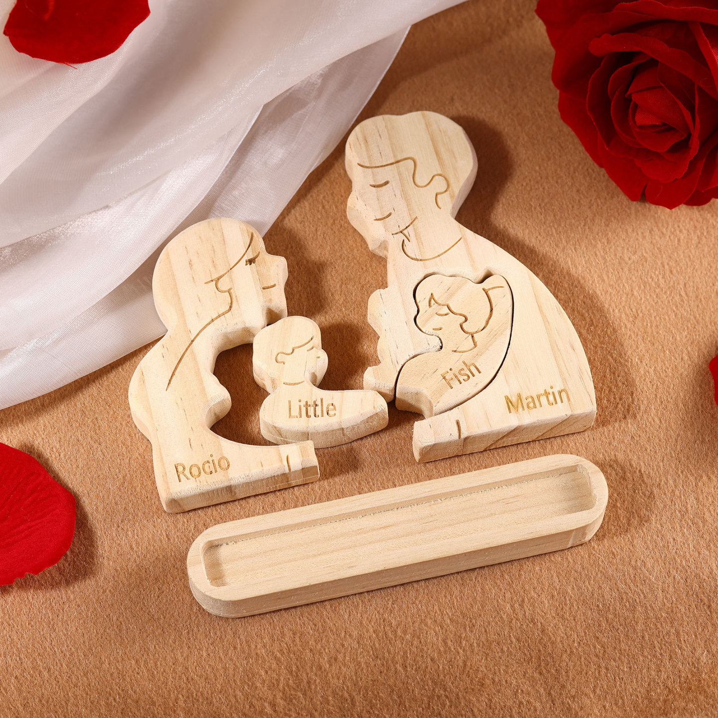 Personalised Puzzles with 2–5 Names Custom Family Wooden Puzzle Gift for Couple