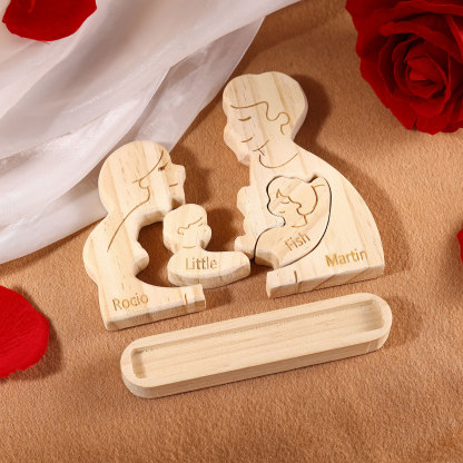Personalised Puzzles with 2–5 Names Custom Family Wooden Puzzle Gift for Couple