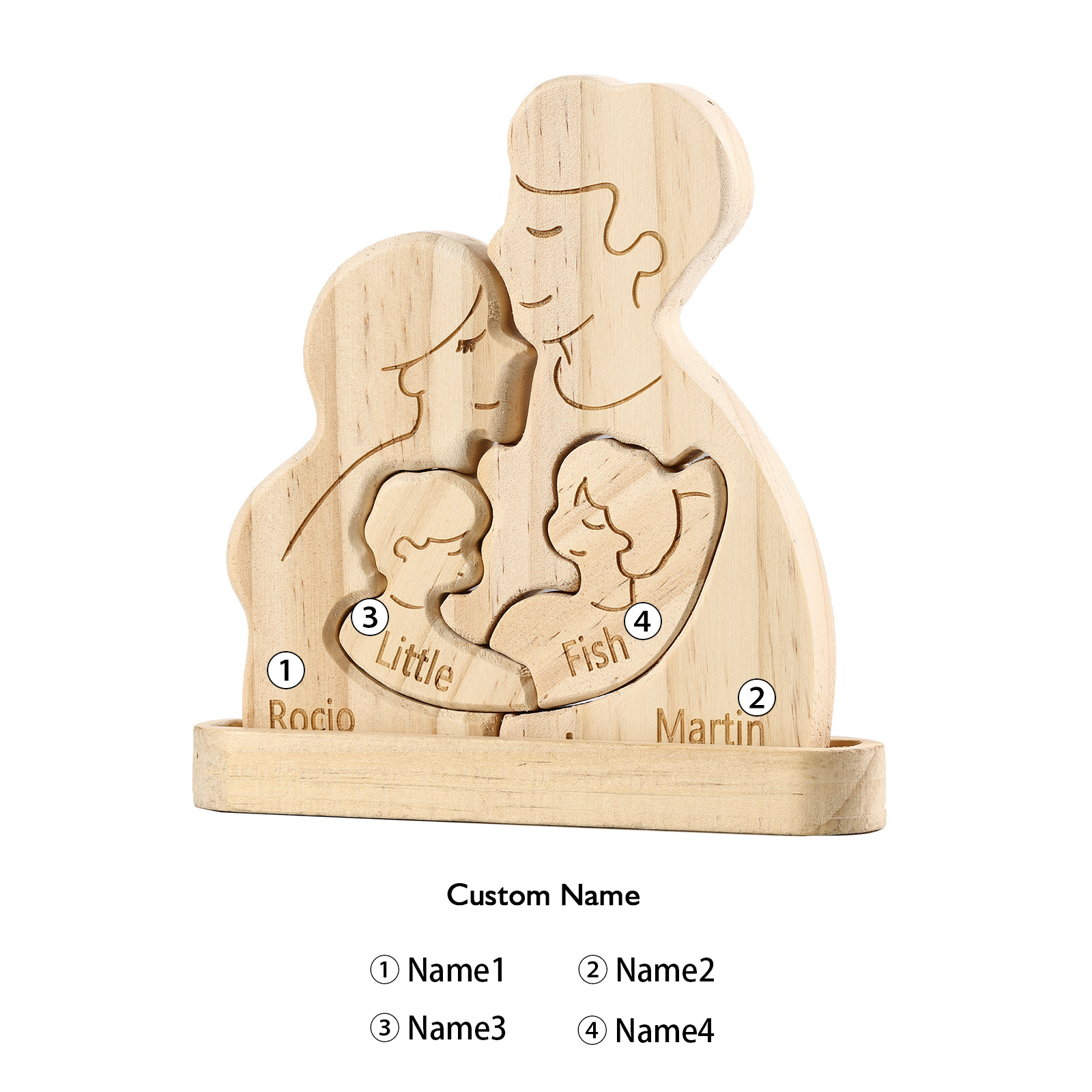 Personalised Puzzles with 2–5 Names Custom Family Wooden Puzzle Gift for Couple