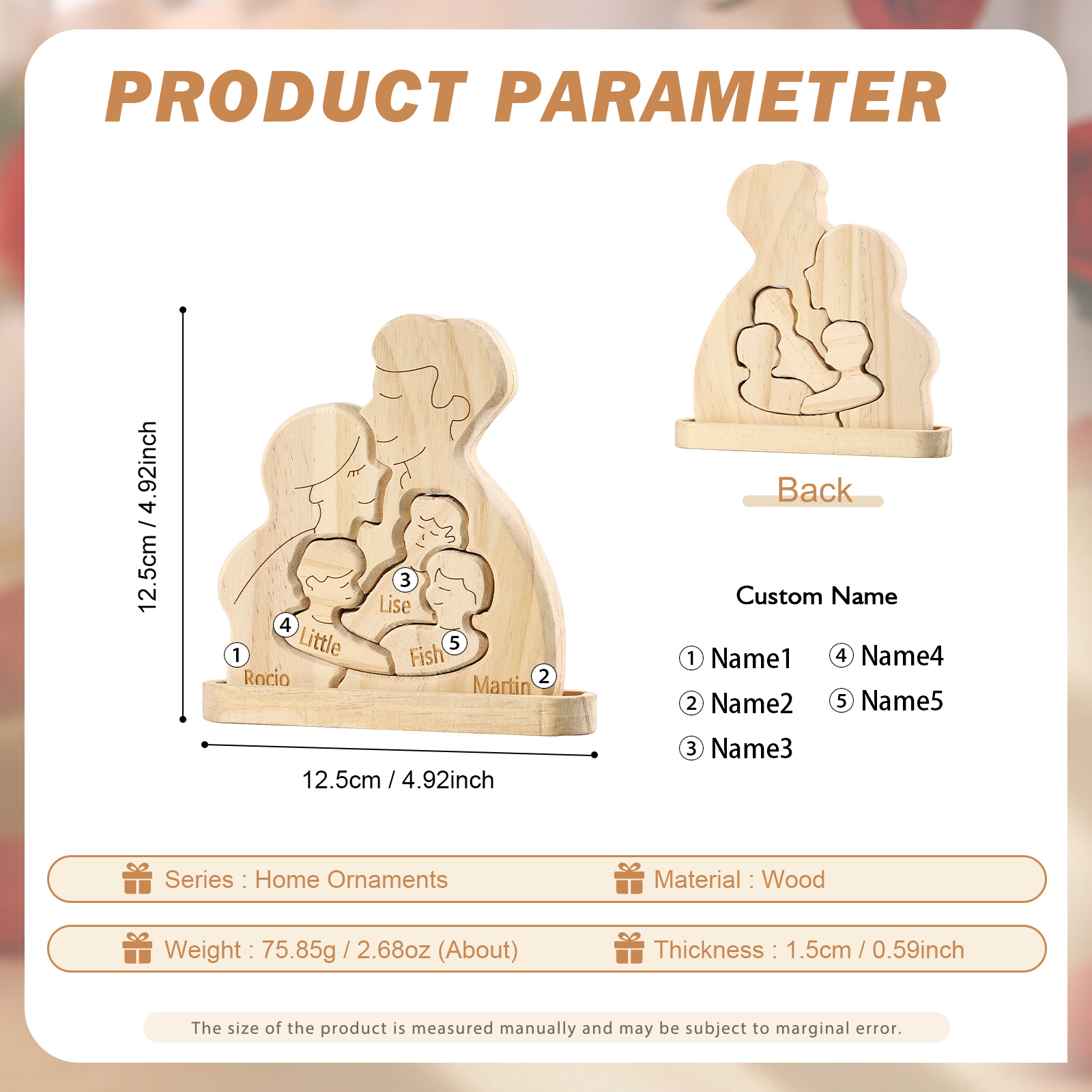 Personalised Puzzles with 2–5 Names Custom Family Wooden Puzzle Gift for Couple