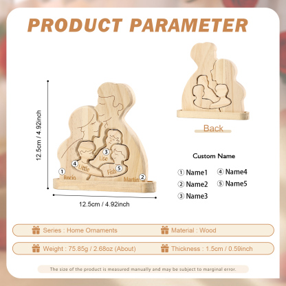 Personalised Puzzles with 2–5 Names Custom Family Wooden Puzzle Gift for Couple