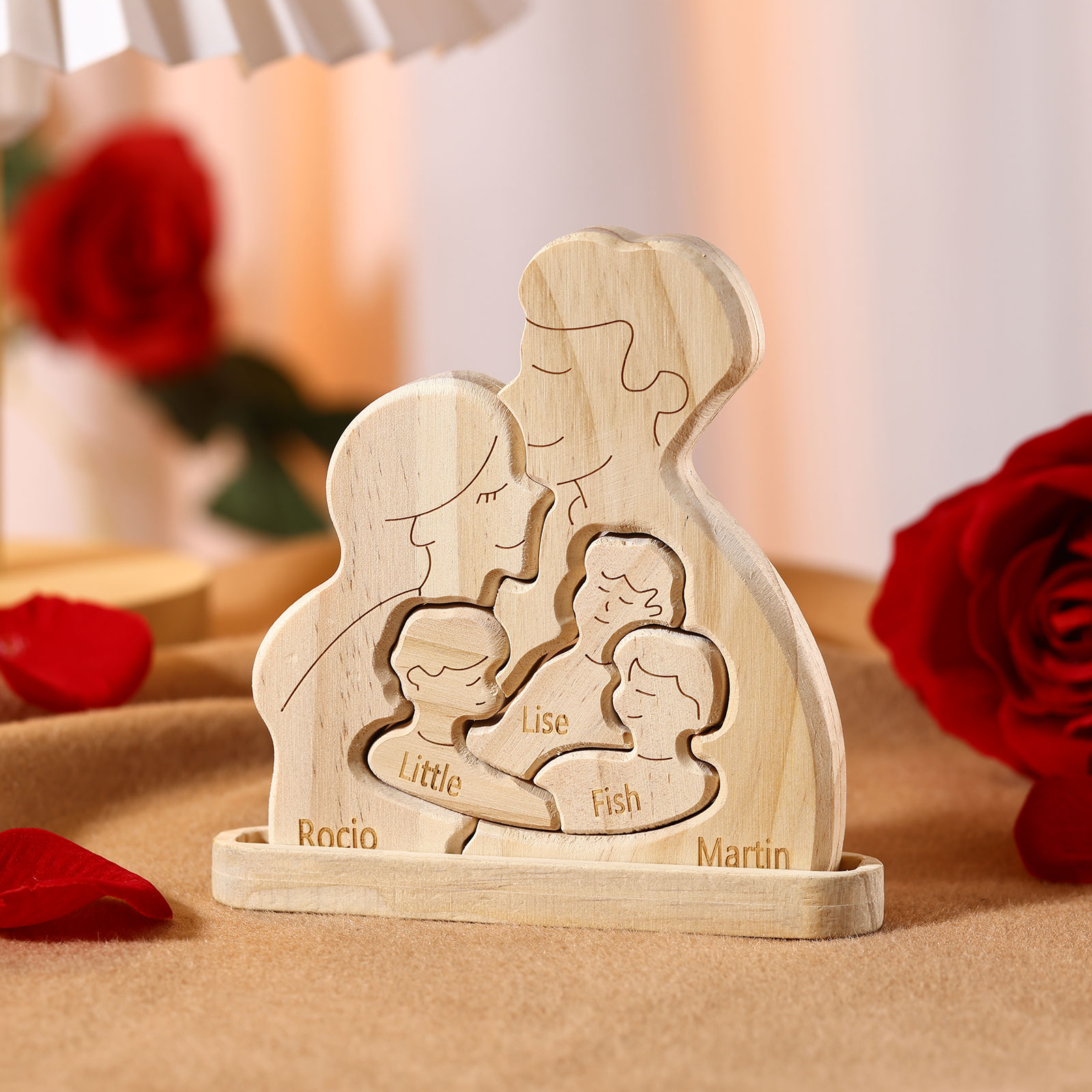 Personalised Puzzles with 2–5 Names Custom Family Wooden Puzzle Gift for Couple