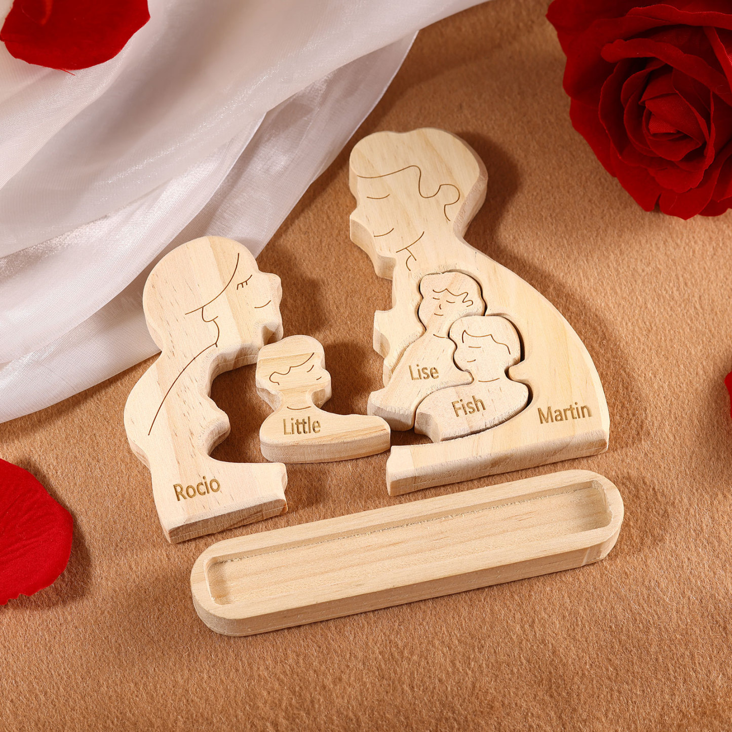 Personalised Puzzles with 2–5 Names Custom Family Wooden Puzzle Gift for Couple