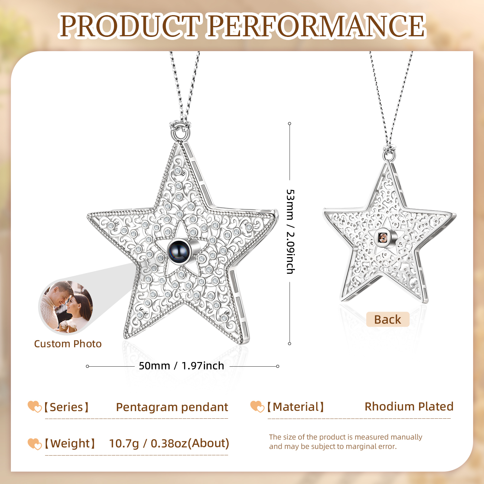 Personalised Star Photo Projection Ornament Unique Custom 1 Photo Gift for Your Lover