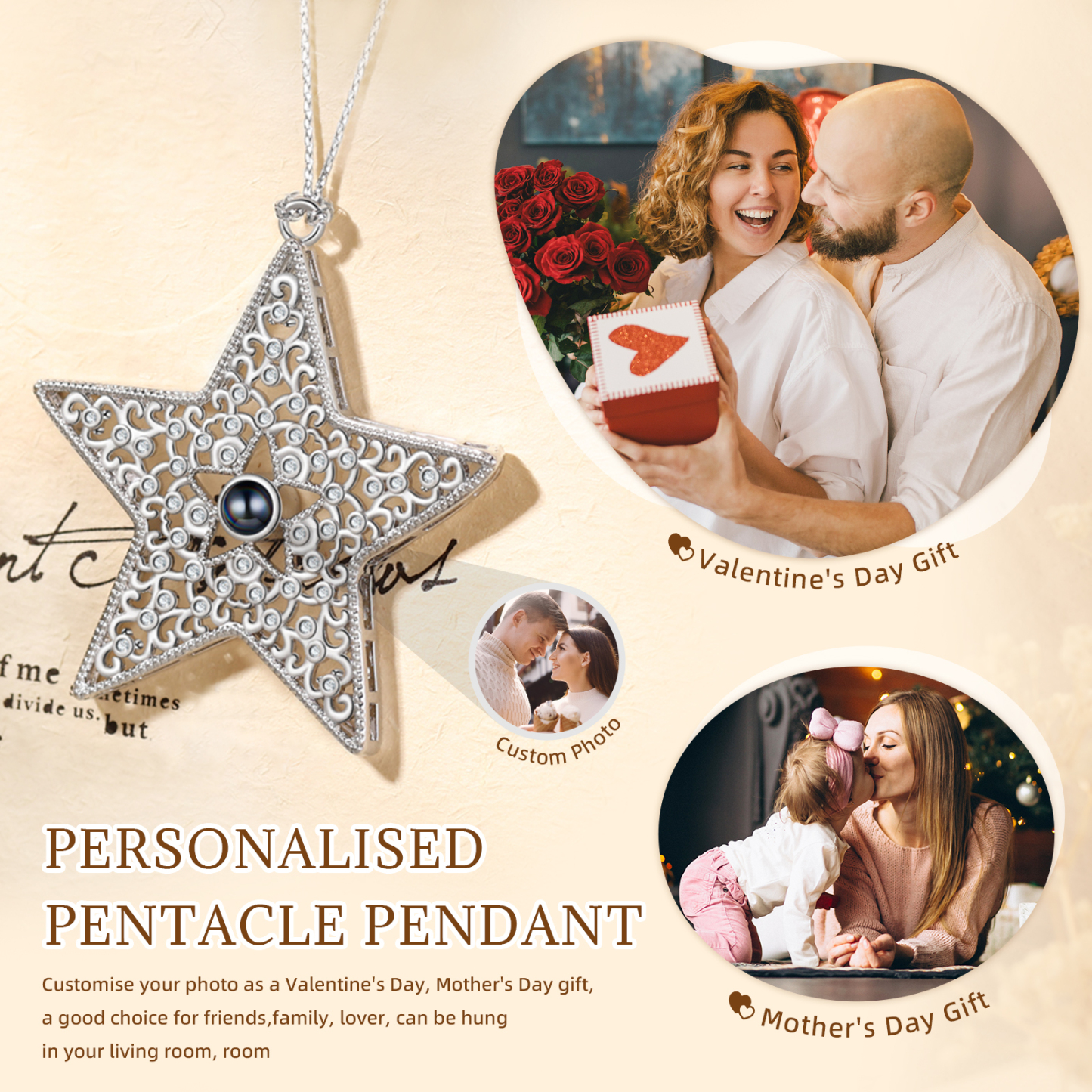 Personalised Star Photo Projection Ornament Unique Custom 1 Photo Gift for Your Lover