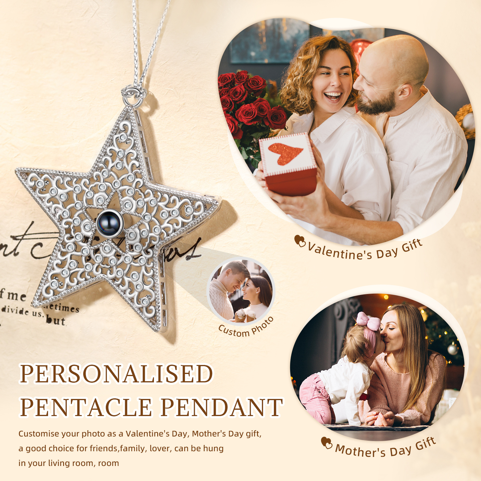Personalised Star Photo Projection Ornament Unique Custom 1 Photo Gift for Your Lover