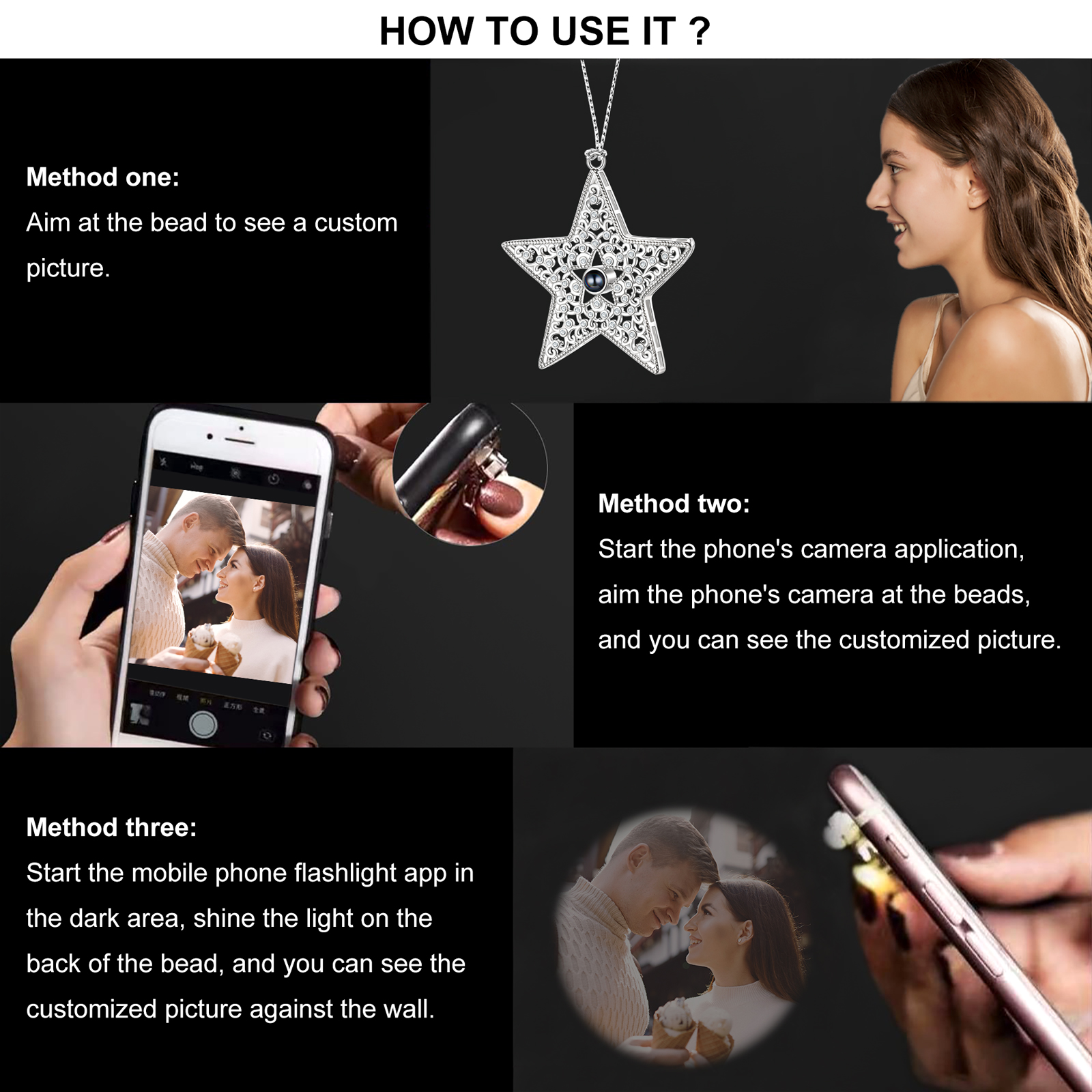 Personalised Star Photo Projection Ornament Unique Custom 1 Photo Gift for Your Lover