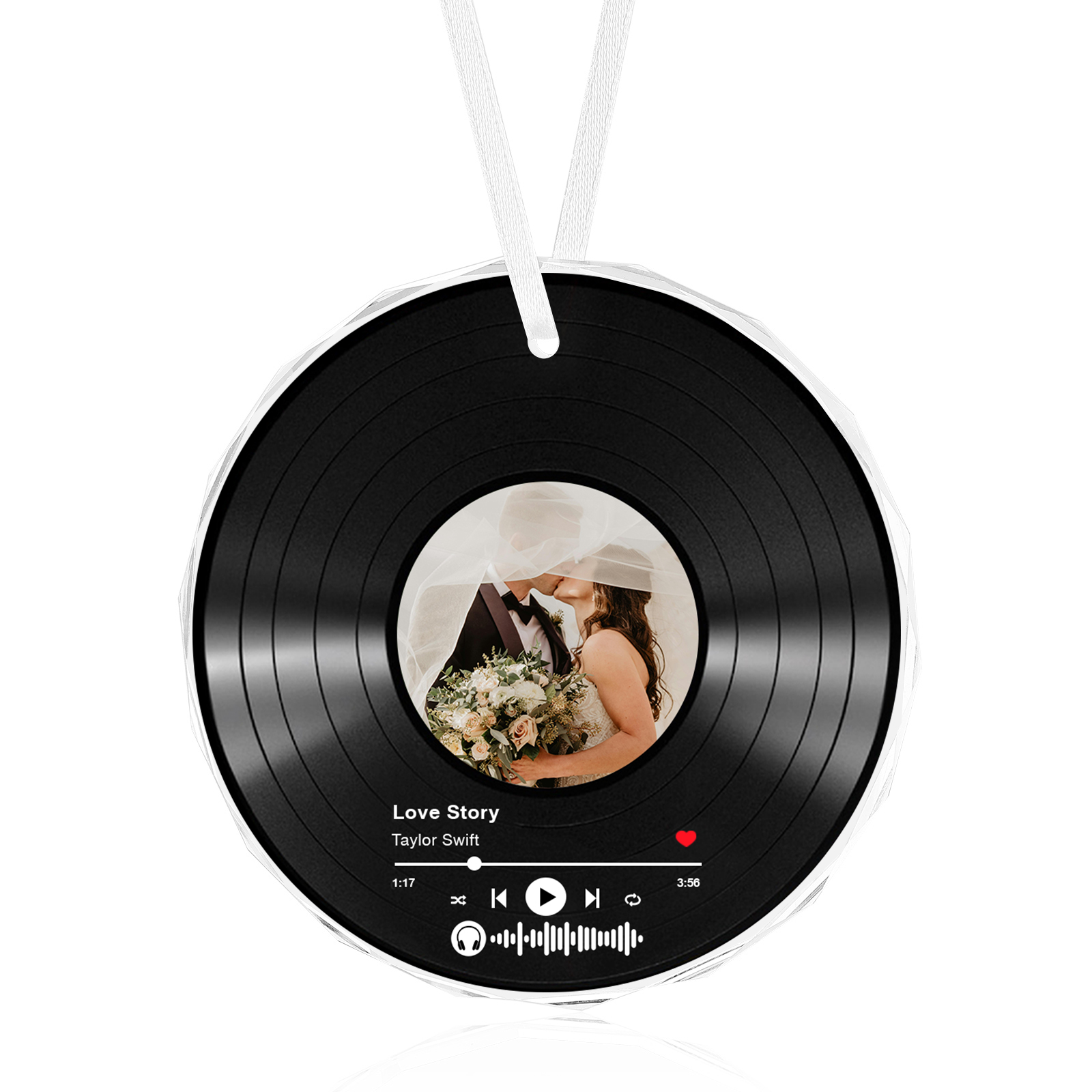 Personalised Photo and Song Ornament Custom Photo Record Ornament Gift for Couple