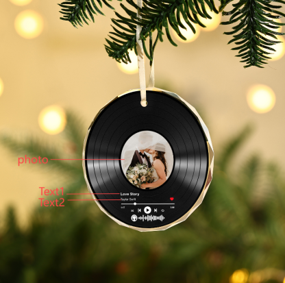 Personalised Photo and Song Ornament Custom Photo Record Ornament Gift for Couple