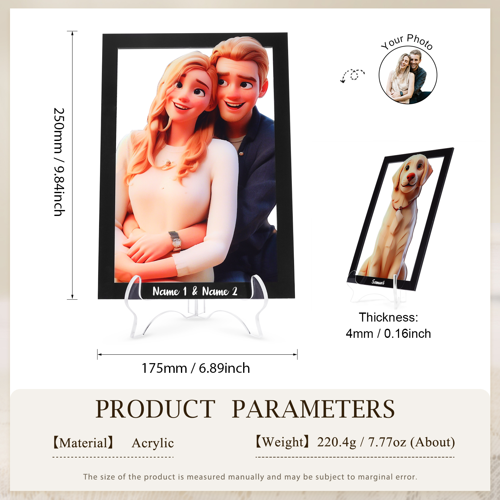 Personalised Cartoon Acrylic Plaque Heartfelt Valentines Day Gift for Couples