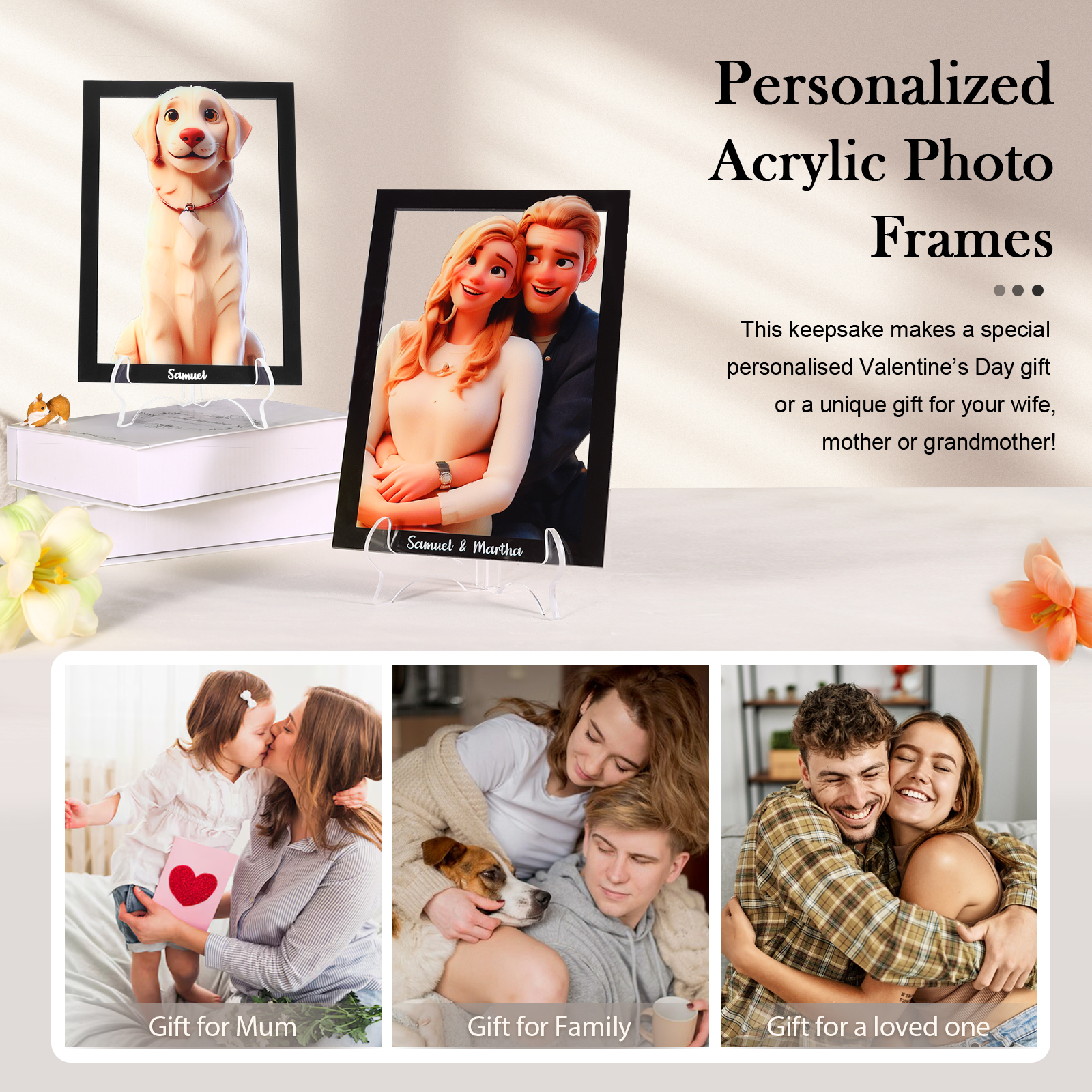 Personalised Cartoon Acrylic Plaque Heartfelt Valentines Day Gift for Couples