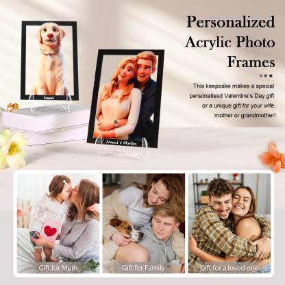 Personalised Cartoon Acrylic Plaque Heartfelt Valentines Day Gift for Couples