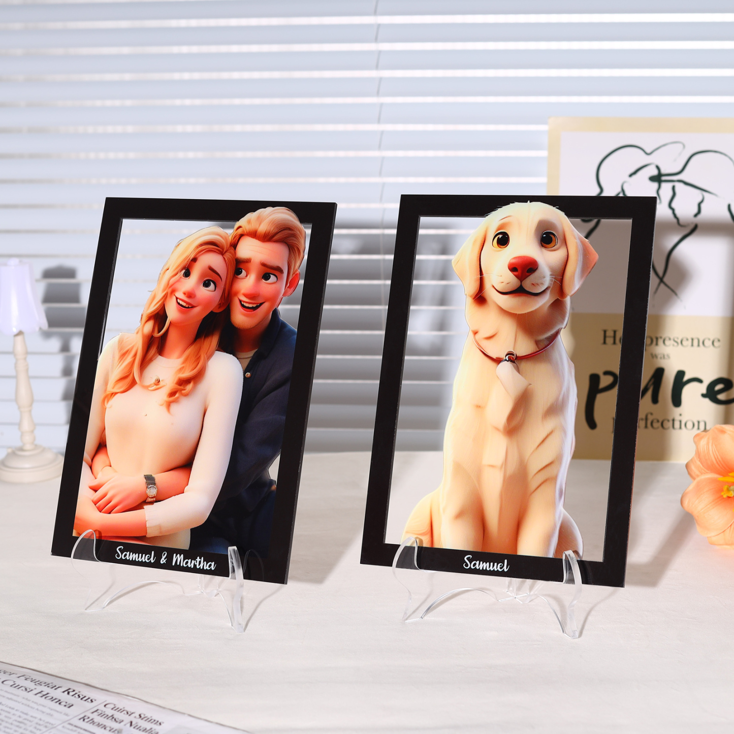 Personalised Cartoon Acrylic Plaque Heartfelt Valentines Day Gift for Couples