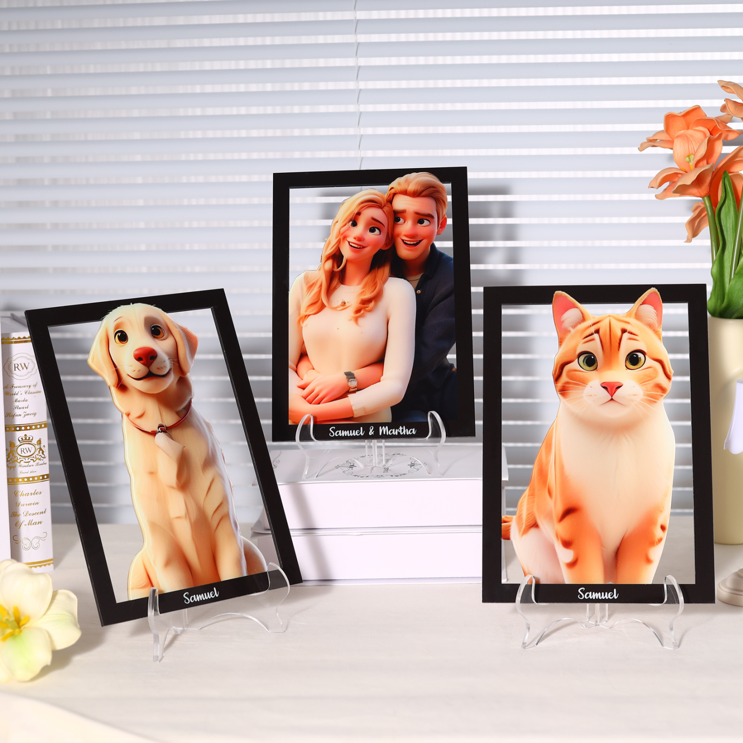 Personalised Cartoon Acrylic Plaque Heartfelt Valentines Day Gift for Couples