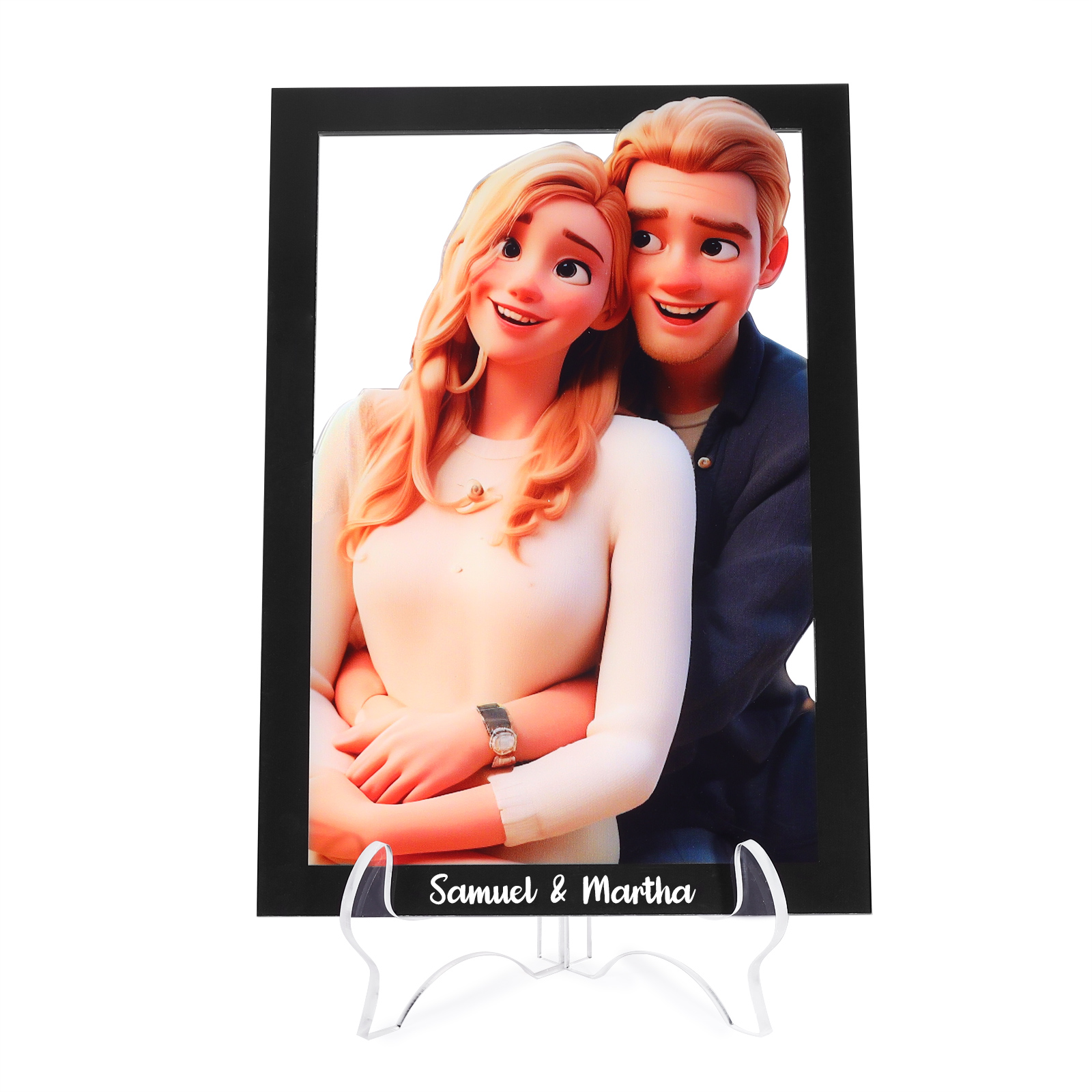 Personalised Cartoon Acrylic Plaque Heartfelt Valentines Day Gift for Couples
