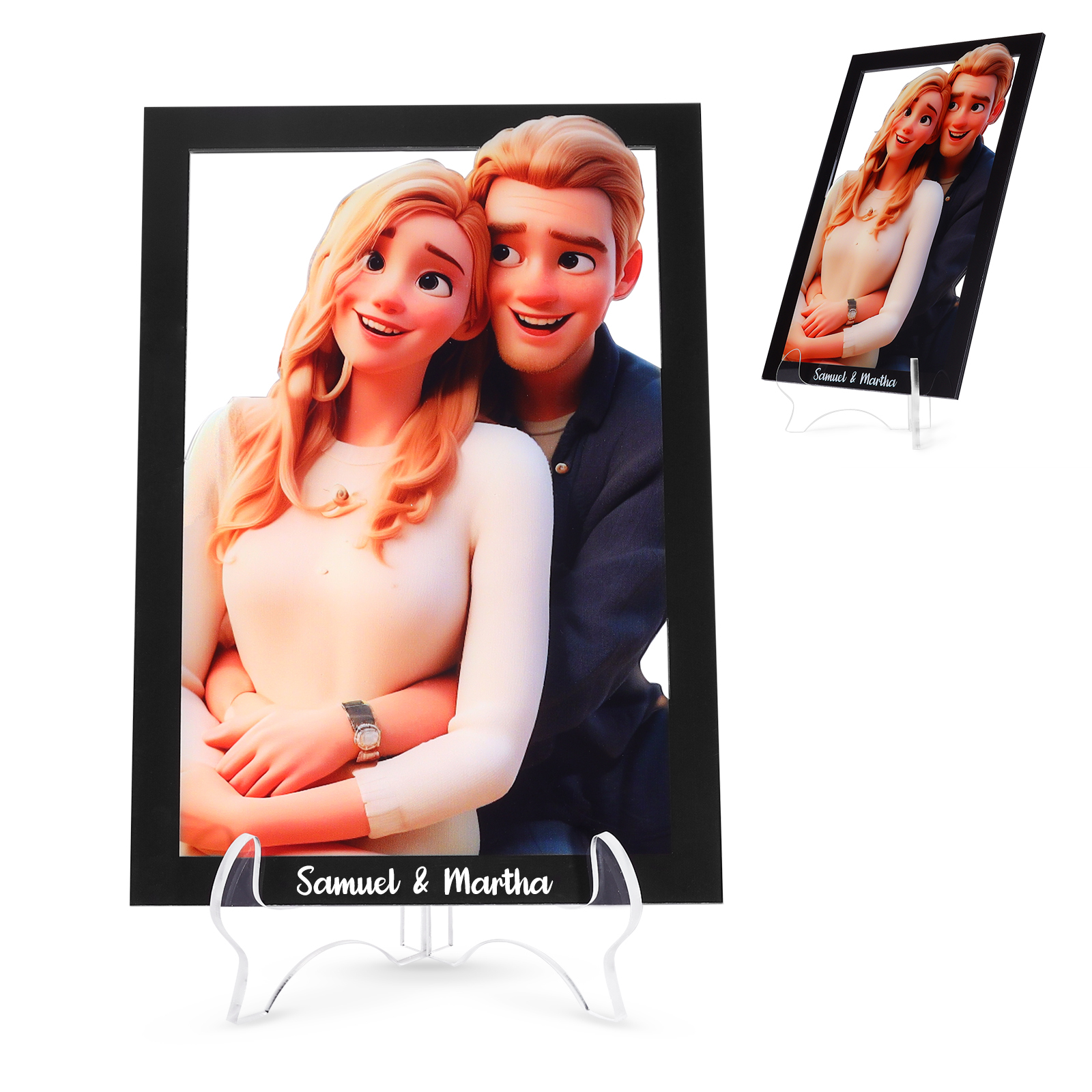 Personalised Cartoon Acrylic Plaque Heartfelt Valentines Day Gift for Couples