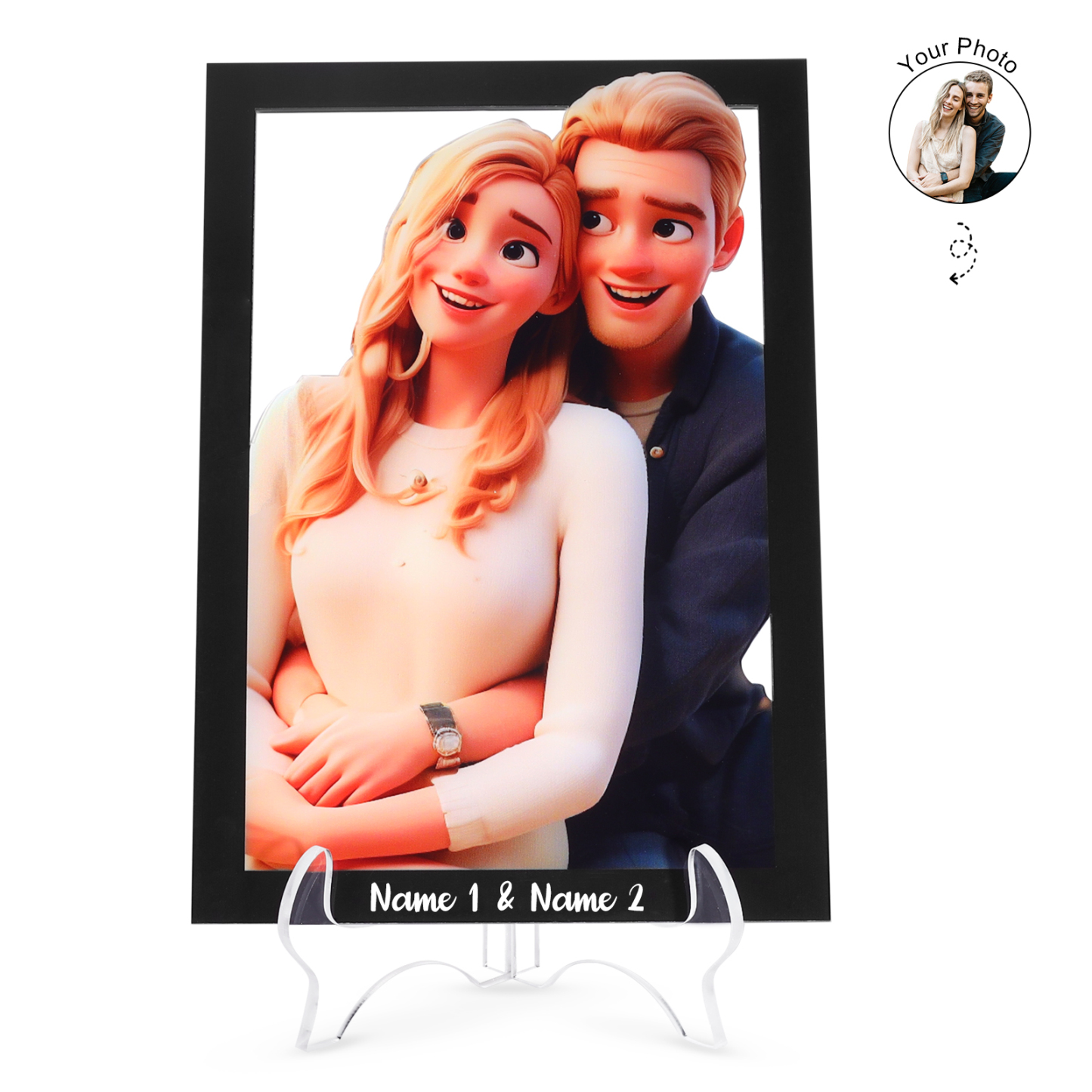 Personalised Cartoon Acrylic Plaque Heartfelt Valentines Day Gift for Couples