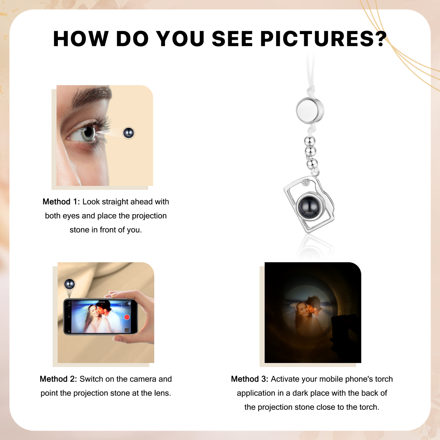 Personalised Projection Mobile Phone Strap Heart & Camera Shaped Gift for Lover