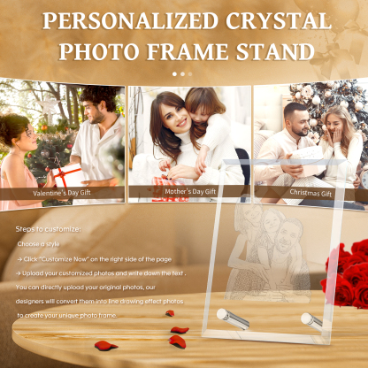 Personalised Crystal Photo Frame Plaque Timeless Valentines Day Gift for Couples
