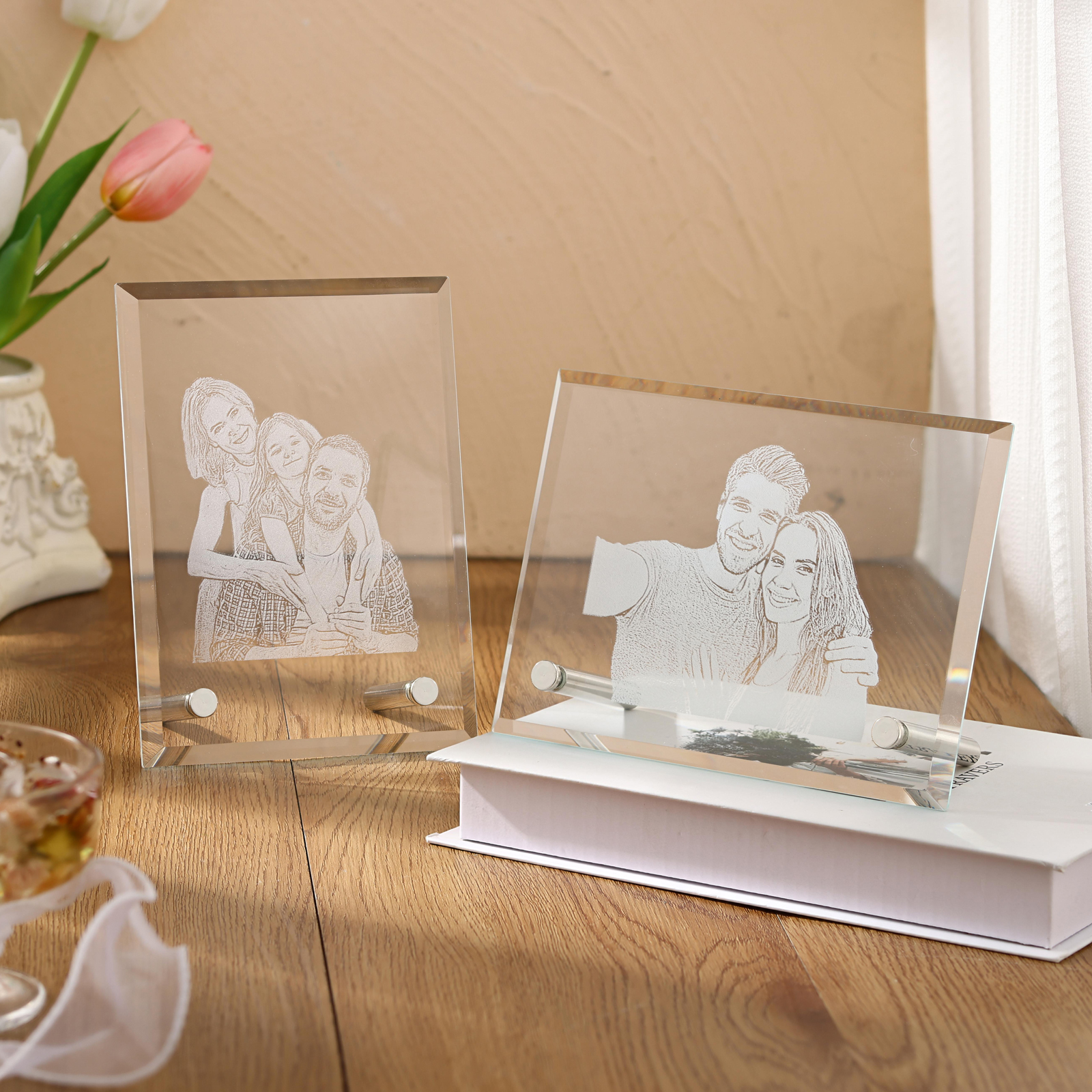 Personalised Crystal Photo Frame Plaque Timeless Valentines Day Gift for Couples