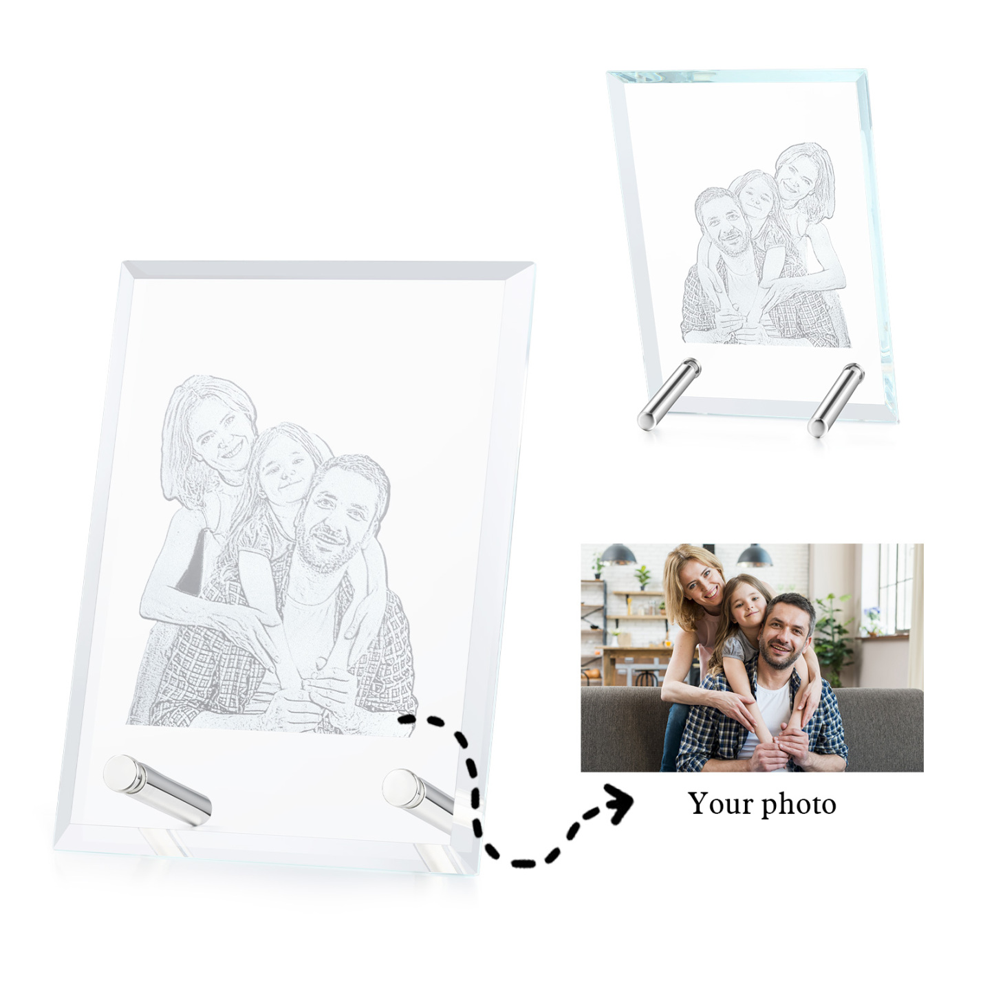 Personalised Crystal Photo Frame Plaque Timeless Valentines Day Gift for Couples