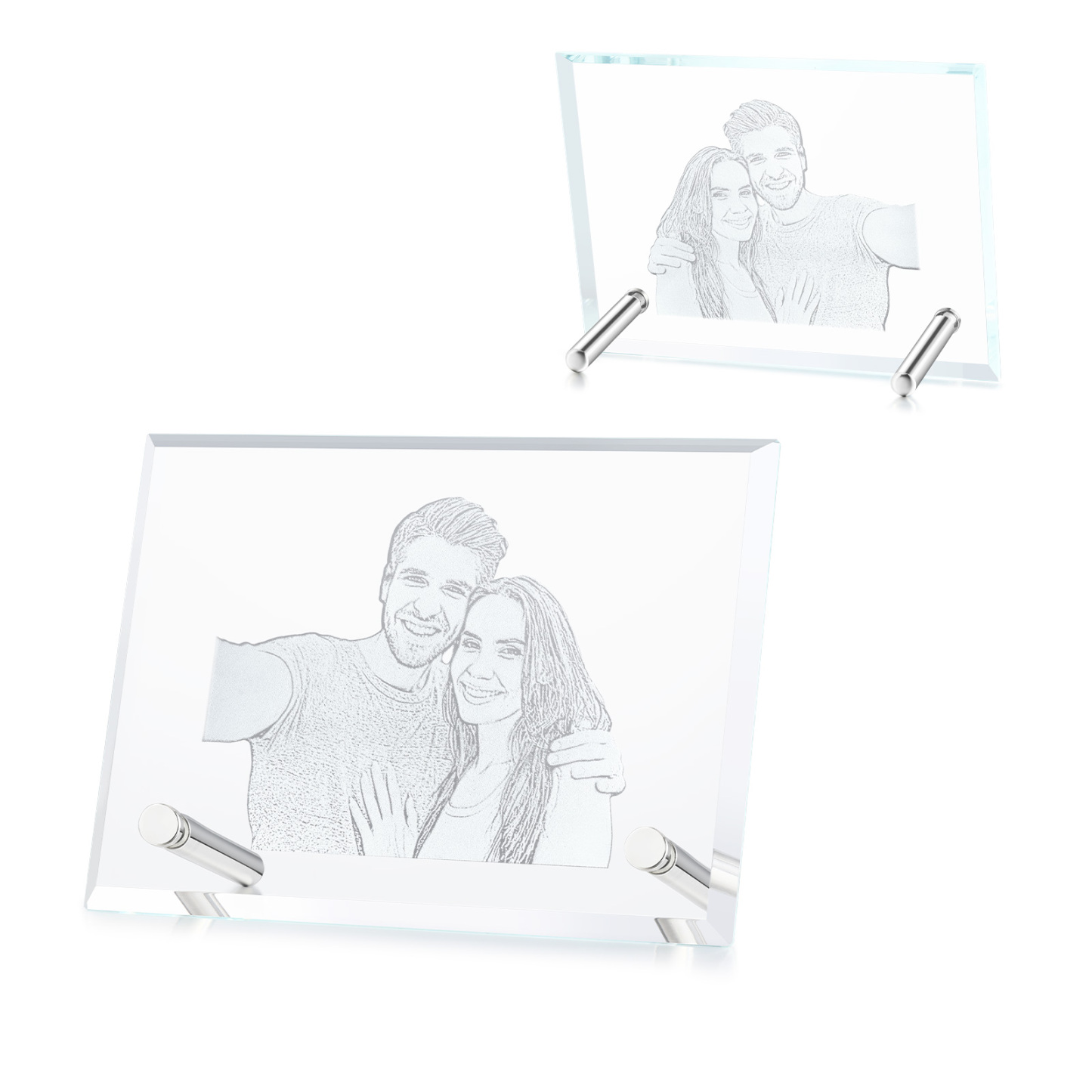 Personalised Crystal Photo Frame Plaque Timeless Valentines Day Gift for Couples