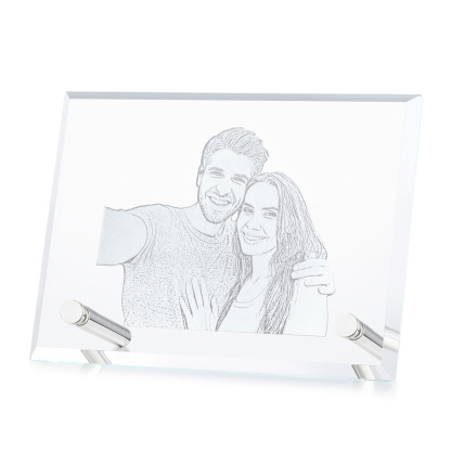 Personalised Crystal Photo Frame Plaque Timeless Valentines Day Gift for Couples