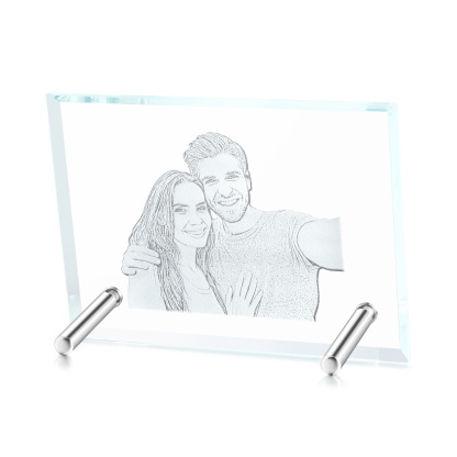 Personalised Crystal Photo Frame Plaque Timeless Valentines Day Gift for Couples