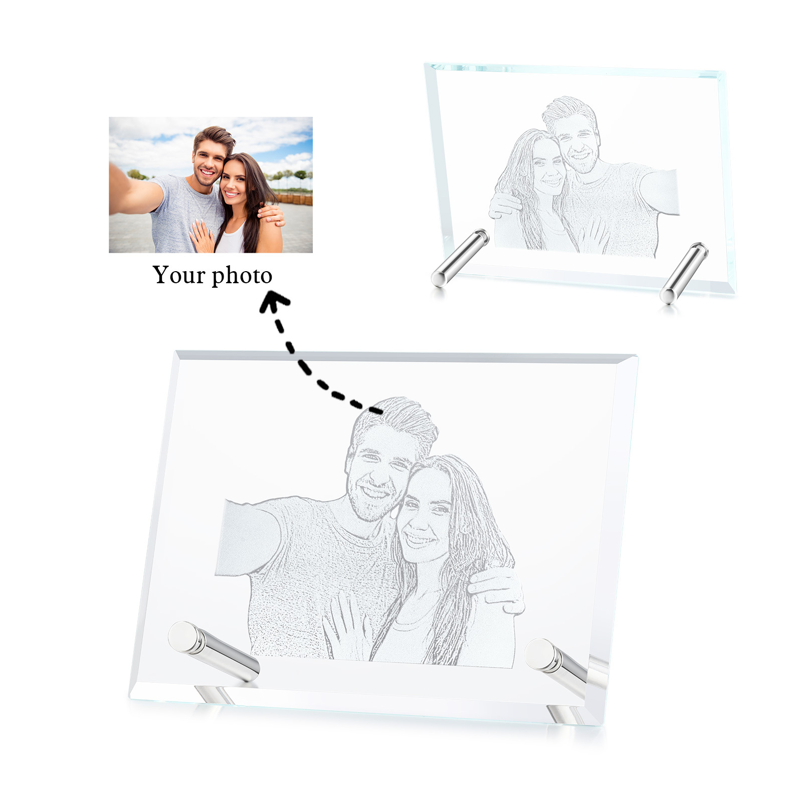 Personalised Crystal Photo Frame Plaque Timeless Valentines Day Gift for Couples