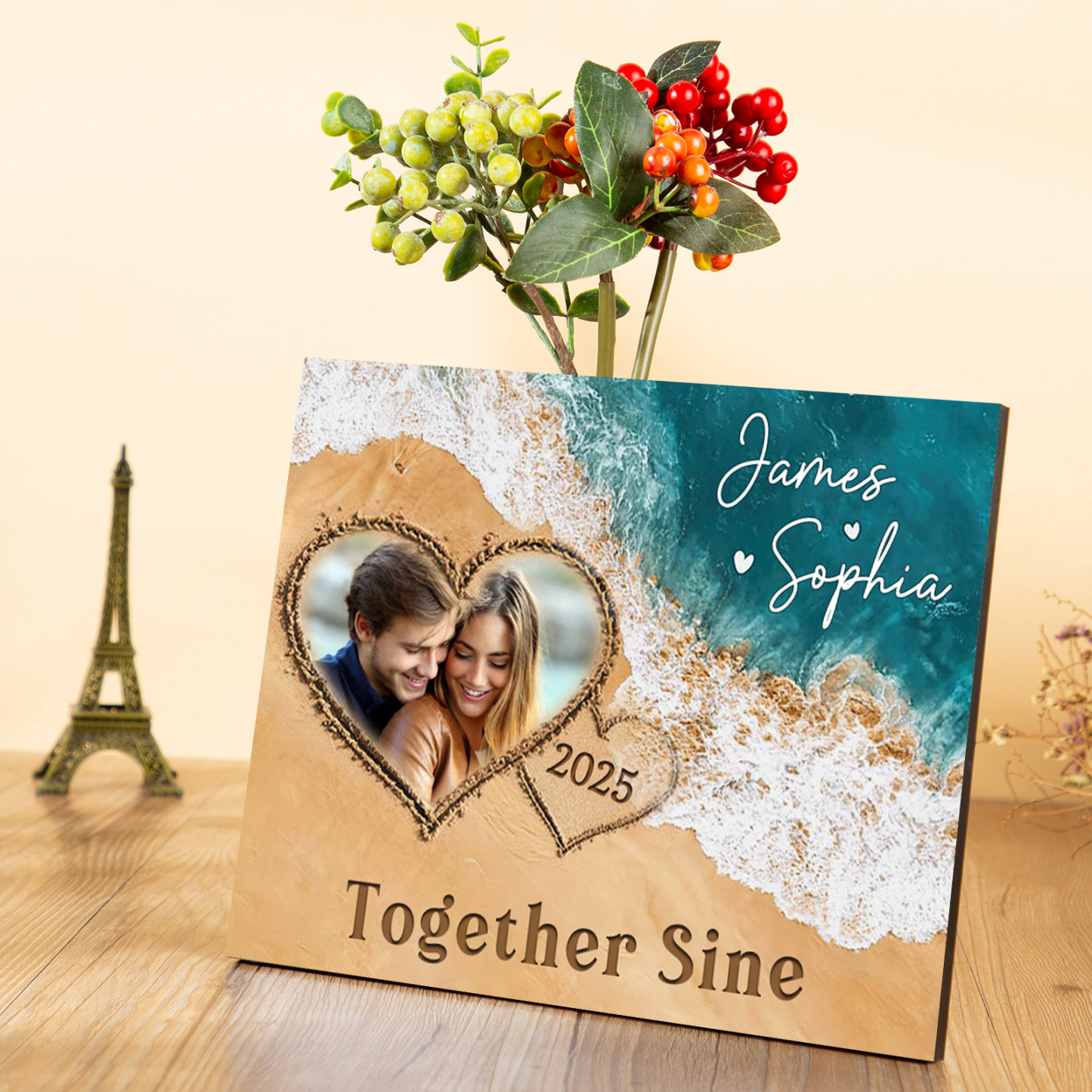 Personalised Wooden Plaque Together Since Beach Themed Gift for Couple