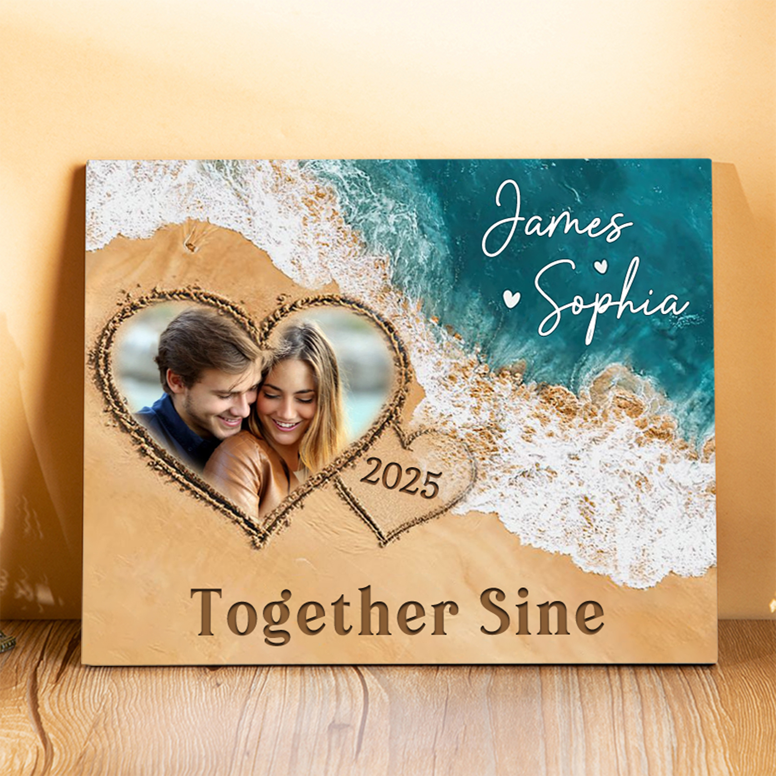 Personalised Wooden Plaque Together Since Beach Themed Gift for Couple