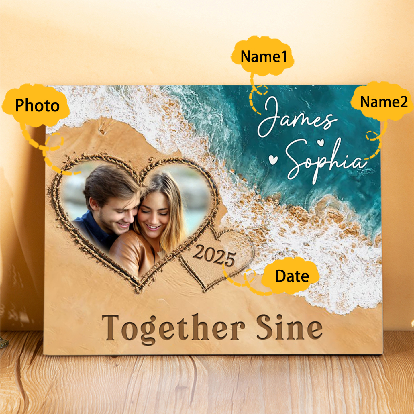 Personalised Wooden Plaque Together Since Beach Themed Gift for Couple