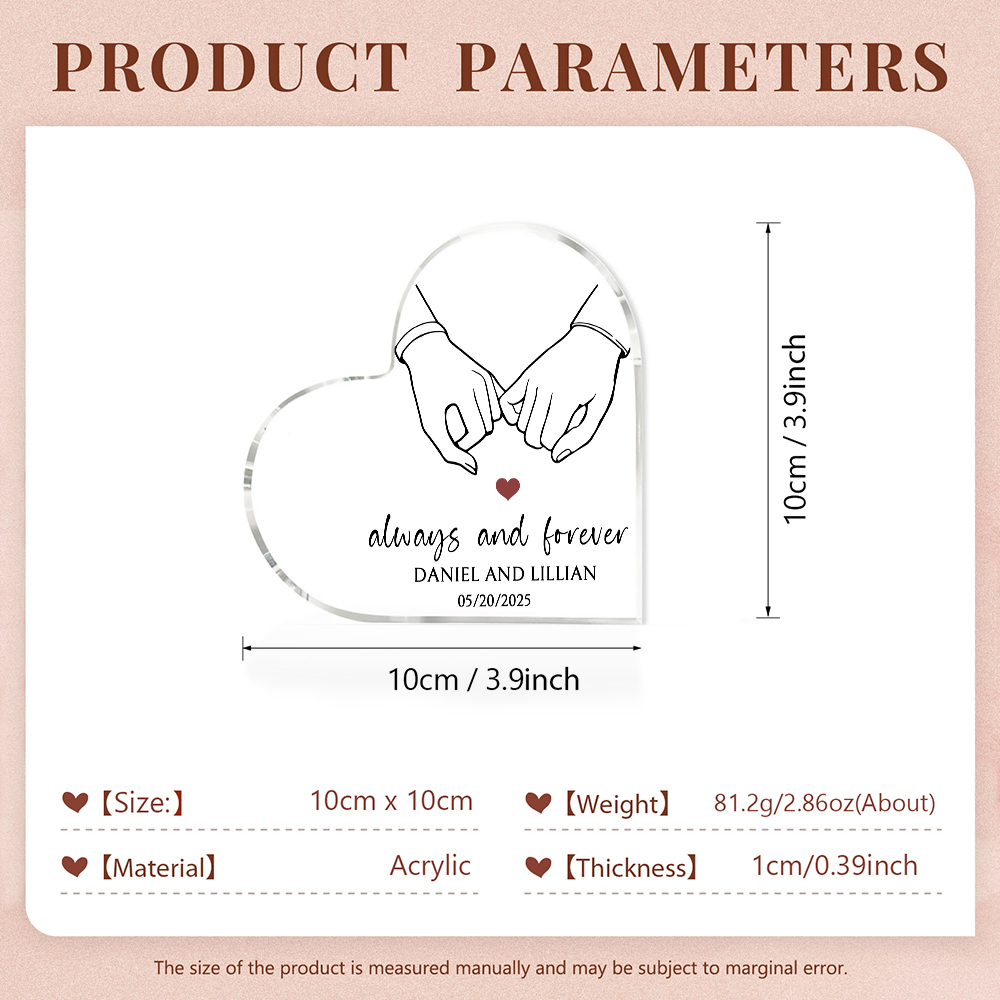 Personalised Heart-Shaped Acrylic Ornament Always and Forever Pinky Promise Valentine’s Day Gift for Him