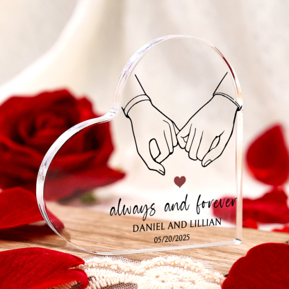 Personalised Heart-Shaped Acrylic Ornament Always and Forever Pinky Promise Valentine’s Day Gift for Him