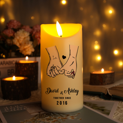 Personalised LED Candle Pinky Promise Together Since Gift for Couple